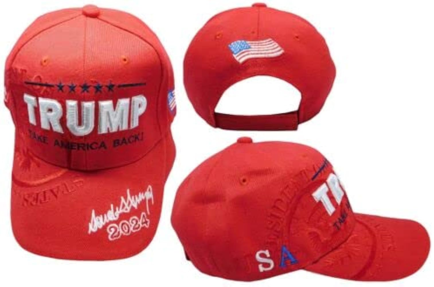 Trump Take America Back! USA Shadow 2024 Signature Red Embroidered MAGA Cap Hat