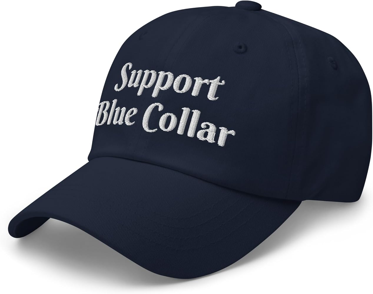 NG Support Blue Collar Cap Relaxed Fit Curved Bill Low Crown Adjustable Dad Hat