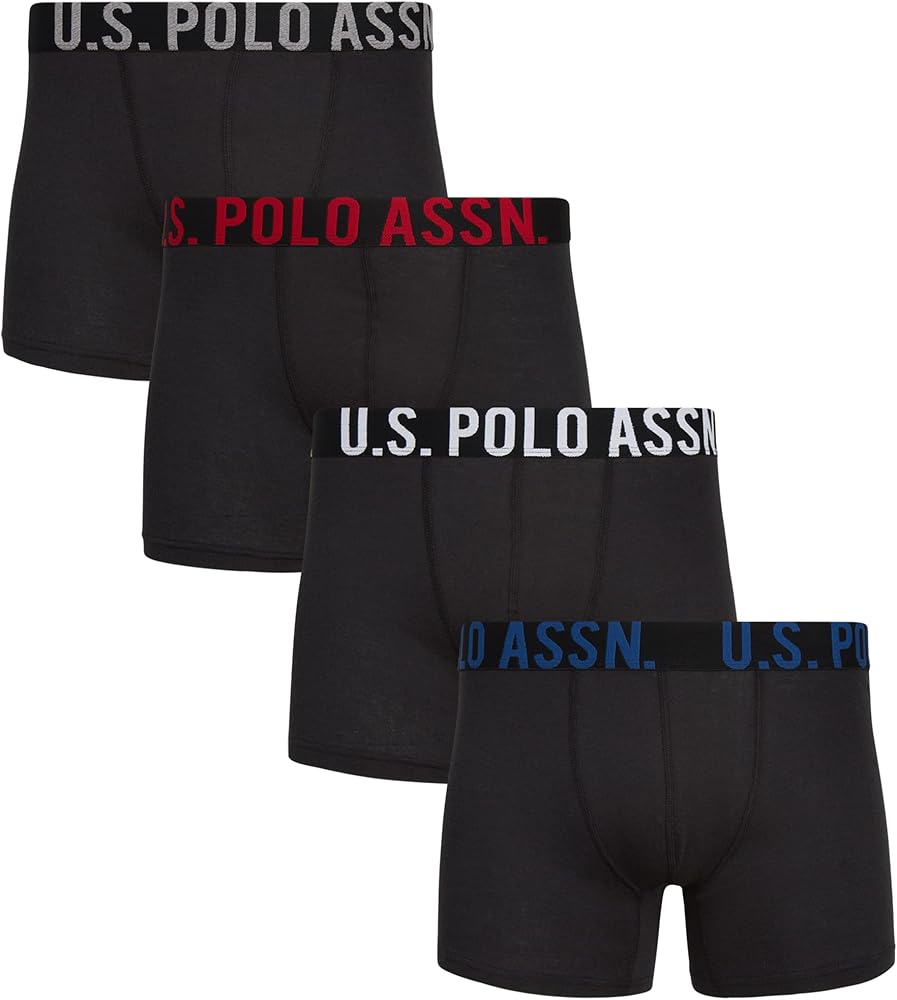 U.S. Polo Assn. Men's Underwear - Classic Boxer Briefs (4 Pack), Size Small, All Black