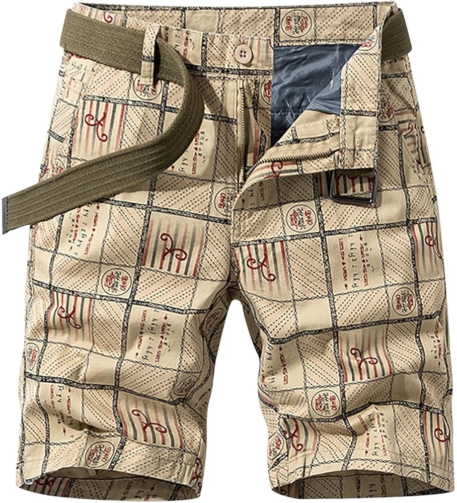 Men Cargo Shorts Regular Big and Tall Plaid Work Utility Shorts 6 Inch Inseam Outdoor Fashion Sport Tooling Short