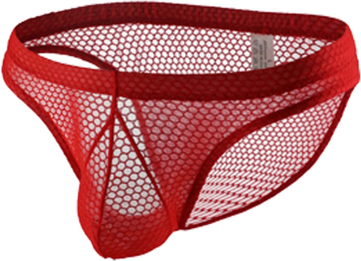 Mens Briefs Underwear Sexy See-Through Mesh Panties Bulge Enhancing Ball Pouch Lingerie Breathable Fashion Undershirts