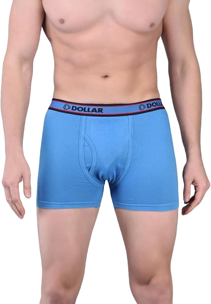 Dollar Men's Assorted Solid Combed Cotton Classy Long Trunk with Fly Front Access underwear (Colour May Vary) (Pack of 1)