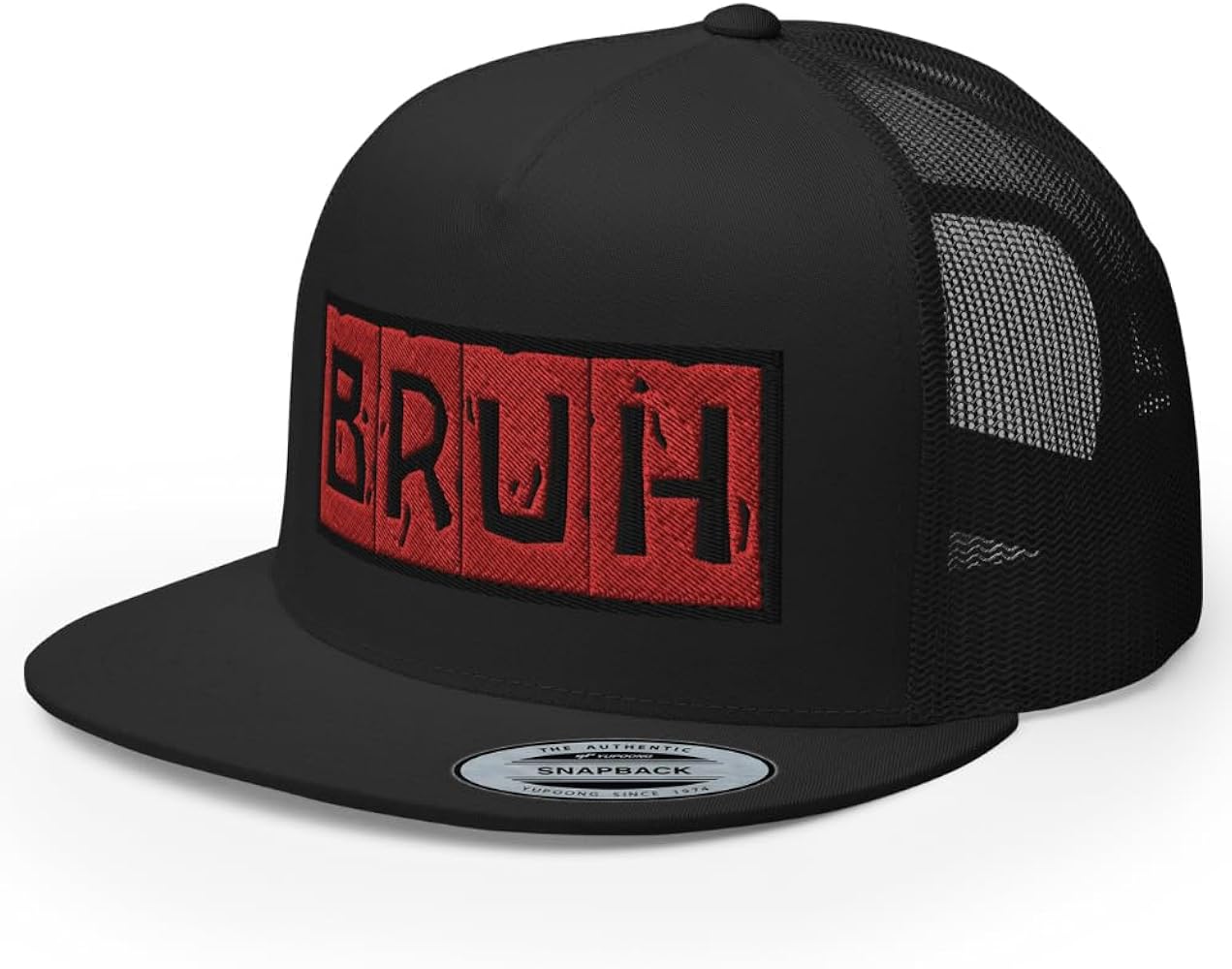 NG Bruh Flat Bill Embroidered Trucker Hat High Crown Adjustable Funny Saying Cap