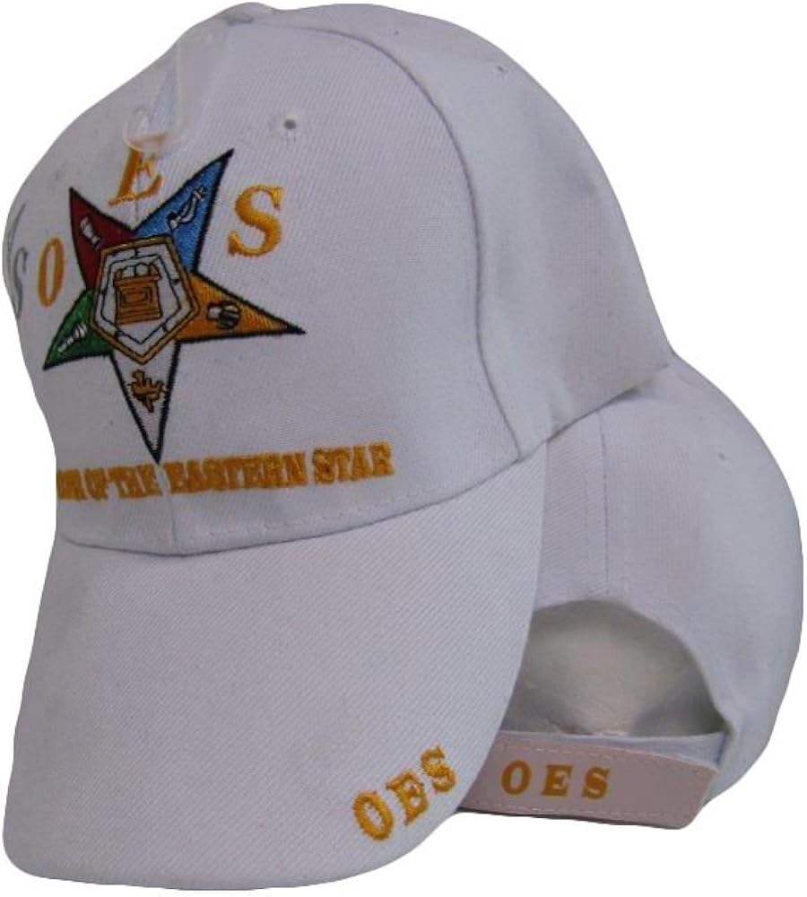 imam OES Order of The Eastern Star Mason Freemason White Embroidered Cap Hat