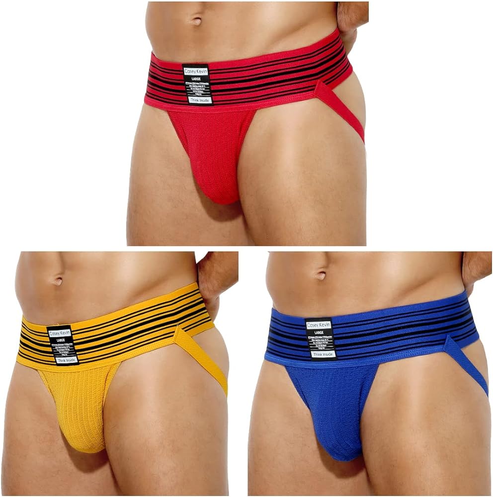 Casey Kevin Jockstraps For Men Jock Strap Wide Waistband Athletic Supporters Sexy Underwear 3 pack