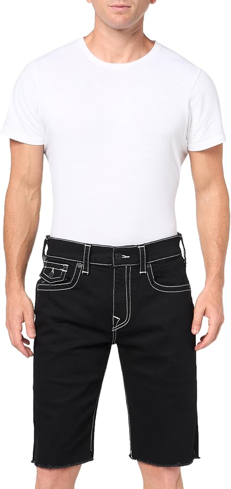 True Religion Men's Ricky Sn Flap 1/2" Short Raw Hem