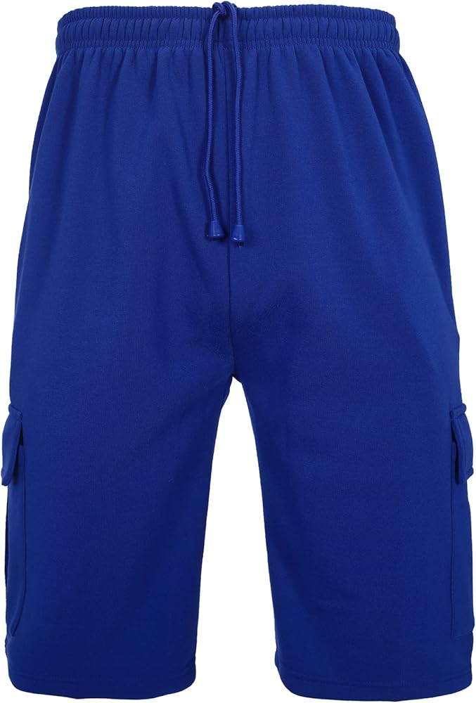 Men's Cargo Sports Shorts Lightweight Loose Casual Shorts,Knee Length Joggers, with Pockets for Tennis & Running (Royal,4XL)