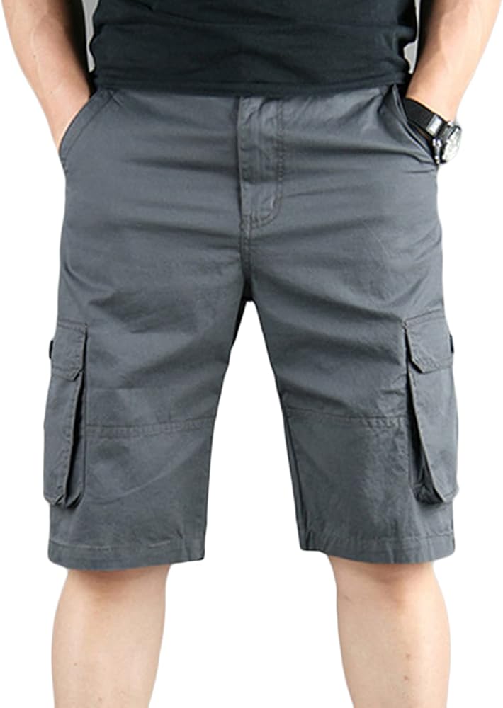 Men's Slim Fit Cotton Casual Cargo Shorts Lightweight Multi Pocket Shorts Outdoor Tactical Hiking Short Pants