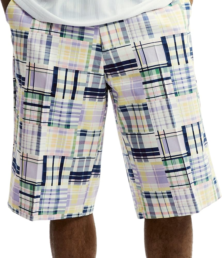 STACY ADAMS Mens Madras Printed Shorts 14” Inseam