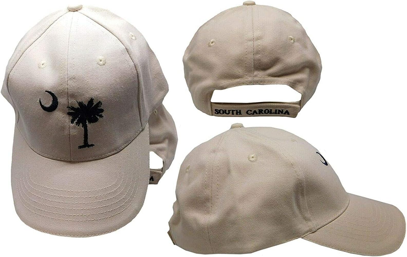 Flakita's Novelties Embroidered Light Beige Khaki South Carolina SC Palmetto Crescent Ball Hat Cap