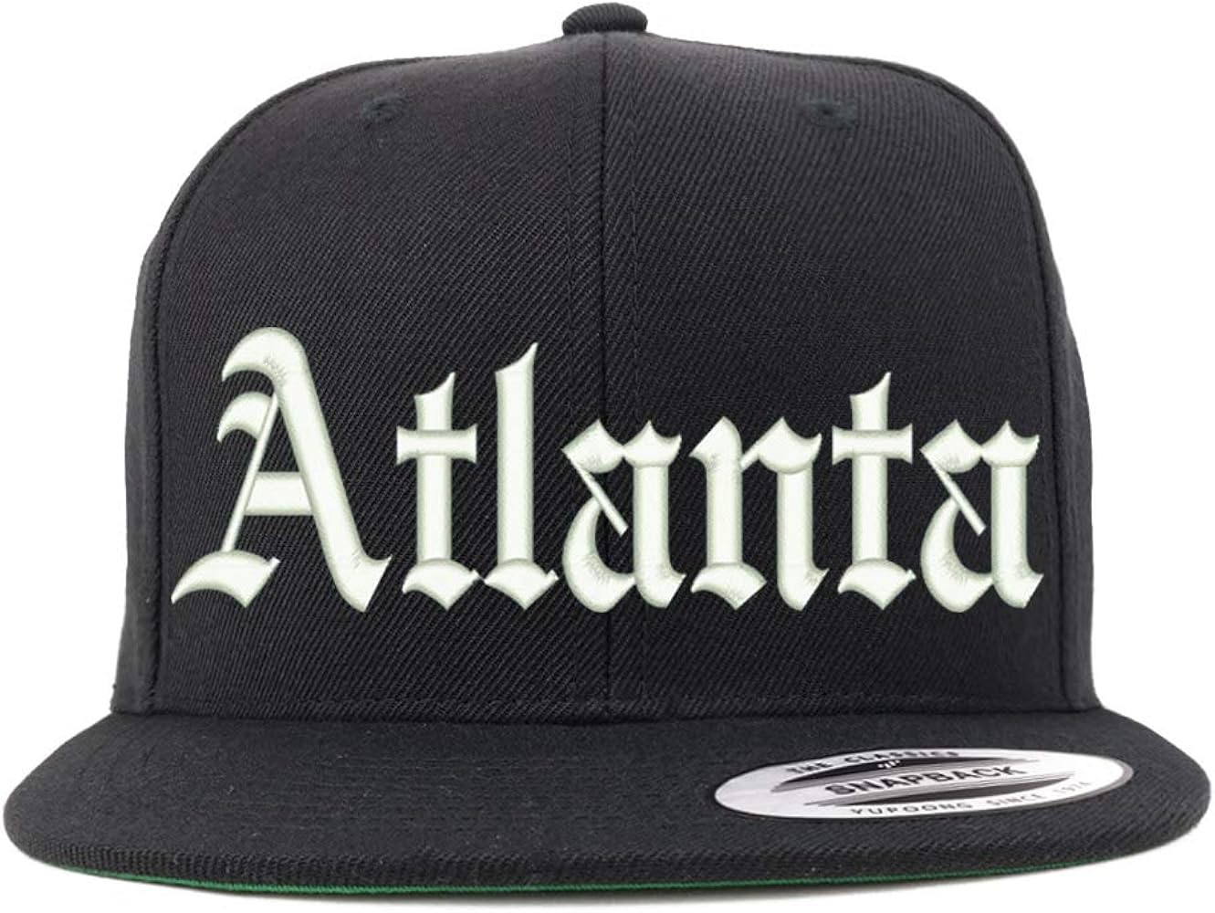 Trendy Apparel Shop Old English Font Atlanta City Embroidered Flat Bill Cap