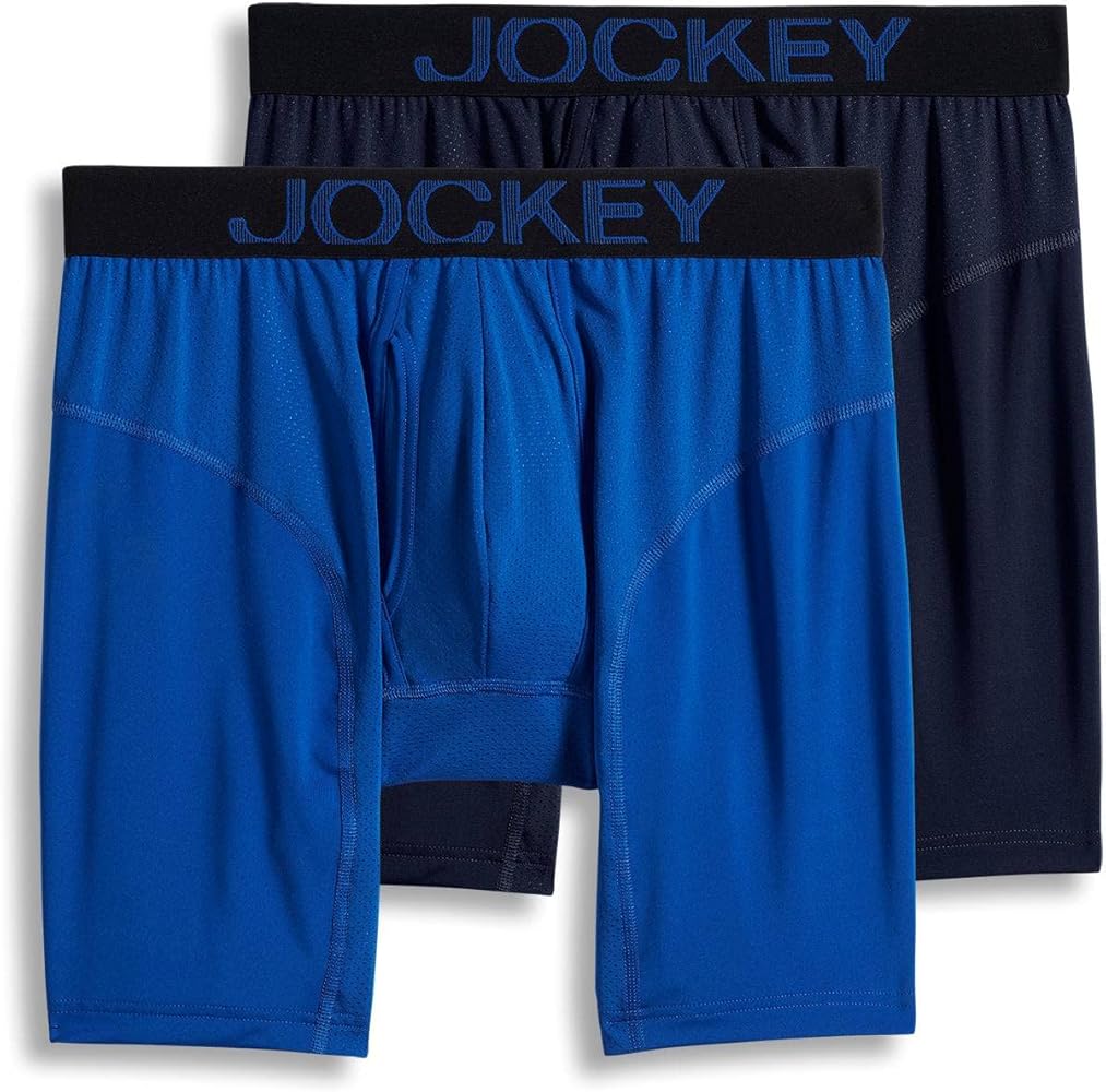 Jockey Men's Underwear RapidCool 10" Midway Brief - 2 Pack, Vibrant Blue/True Navy, L