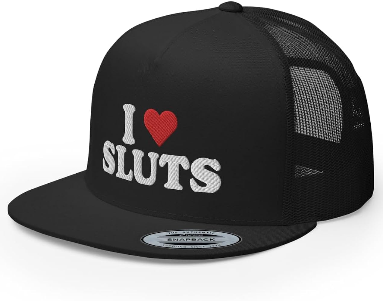 I Love Sluts Trucker Hat Flat Bill High Crown Adjustable Funny Adult Humor Cap