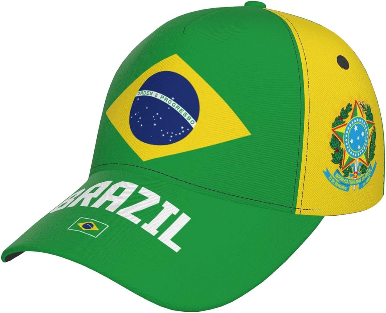 Brazil Flag Cool Brazilian Baseball Cap 3D Full Print Adult Unisex Adjustable Hat Soccer Patriotic Caps