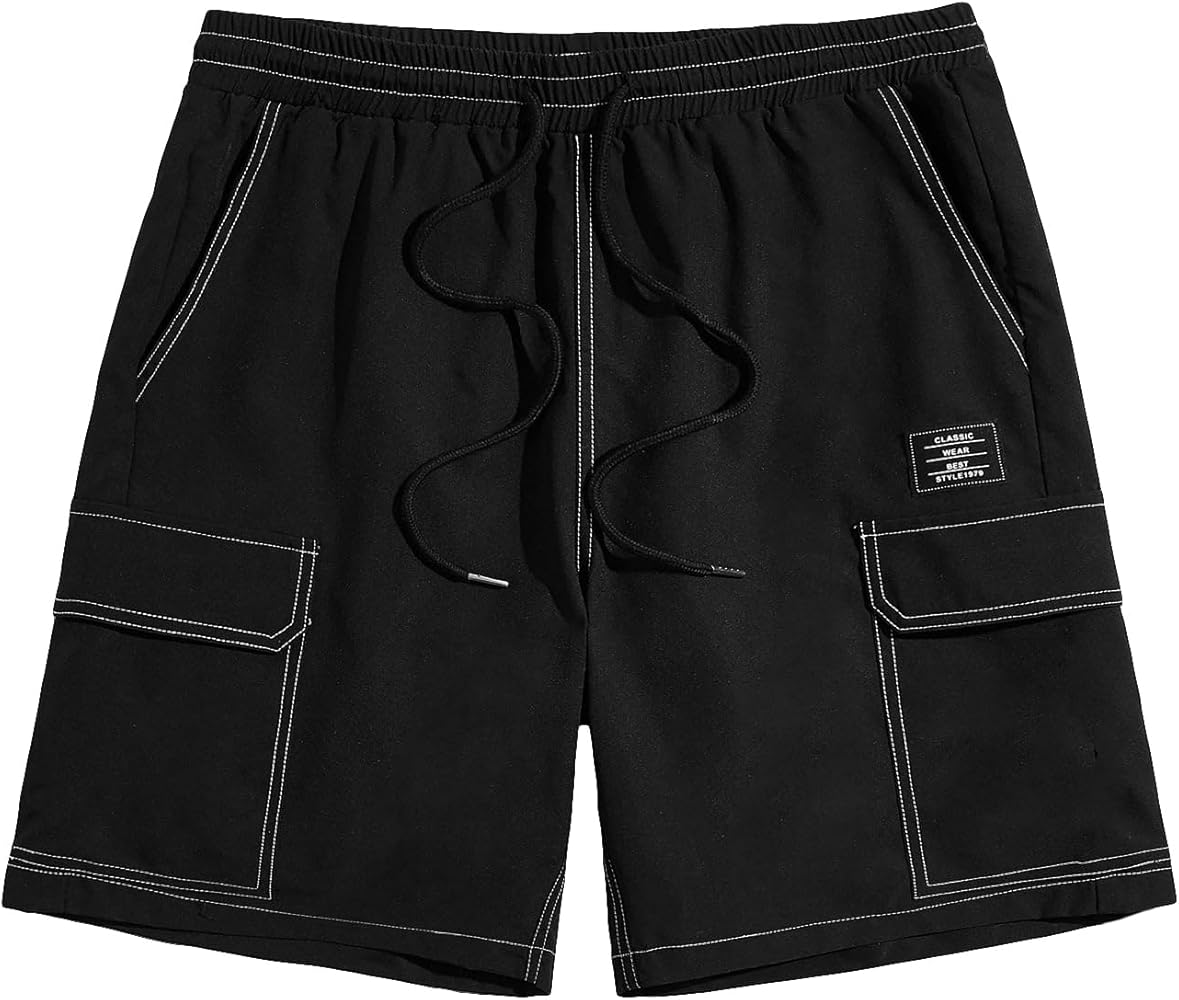 Verdusa Men's Drawstring Waist Streetwear Bermuda Cargo Shorts with Pockets