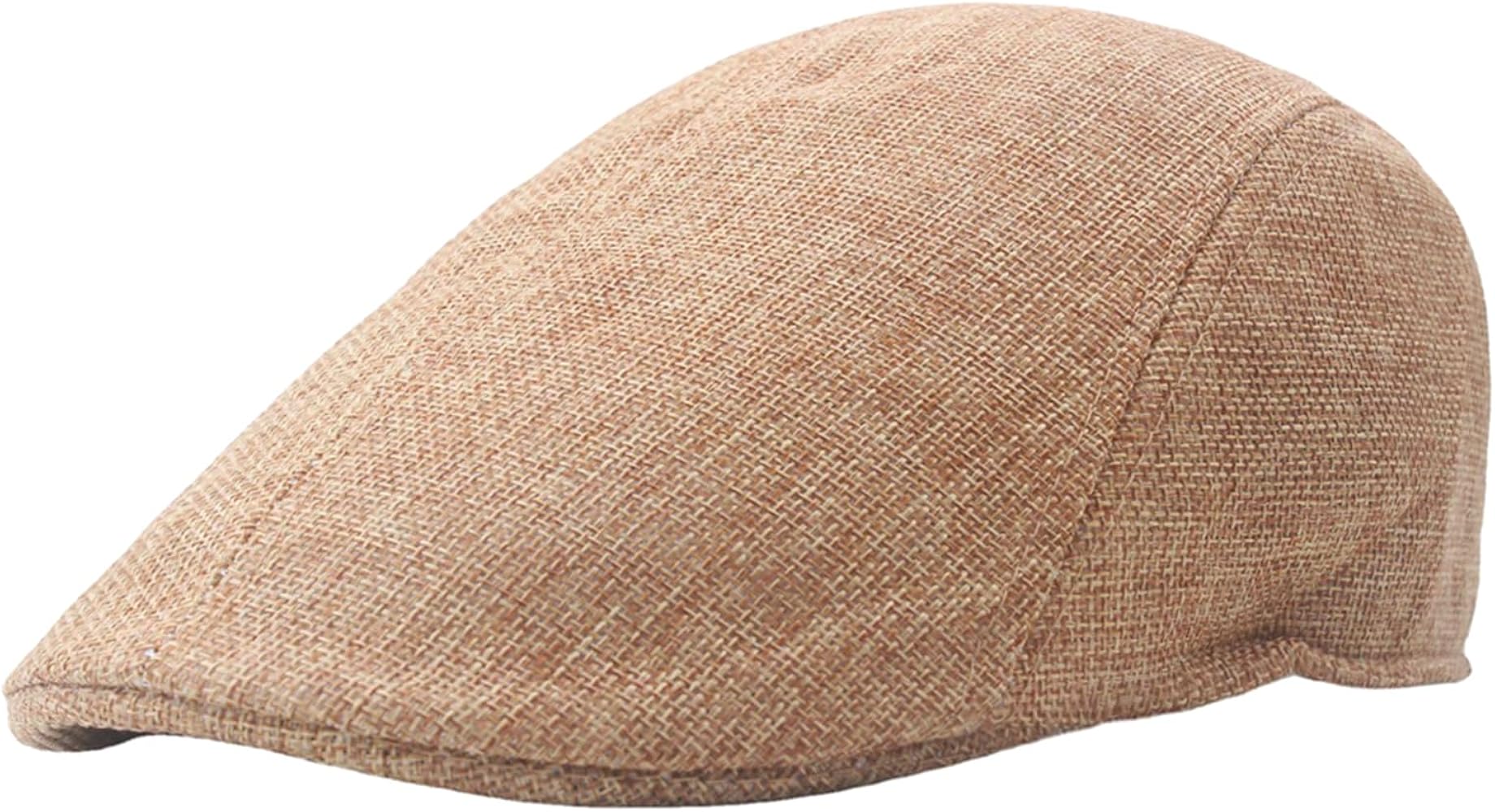 meioro Men's Flat Cap Summer Straw Weave Linen-Like Cotton Newsboy Hats Breathable Gatsby Irish Cabbie Ivy Cap