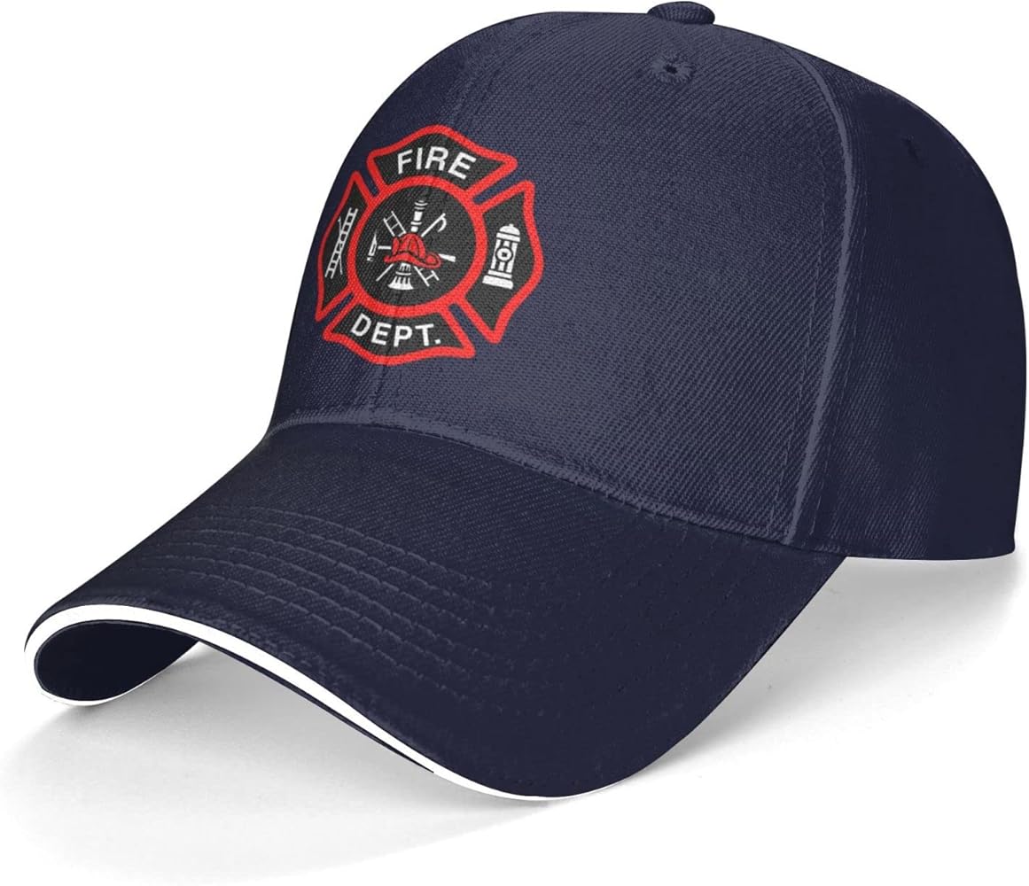 Firefighter Volunteer Fire Department Sandwich Hat Vintage Adjustable Baseball Caps Unisex Adult Fashion Dad Trucker Denim Hats Cowboy Sport Outdoor