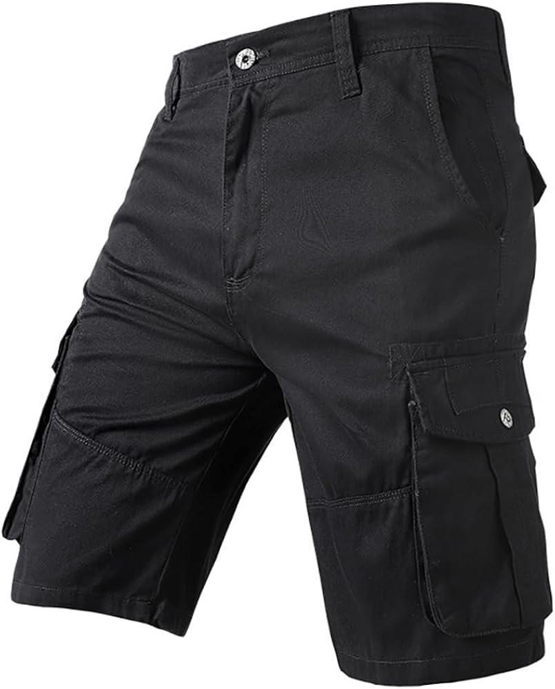 Mens Cargo Shorts Relaxed Fit Casual Cotton Work Shorts Summer Outdoor Pants with Multi Pockets