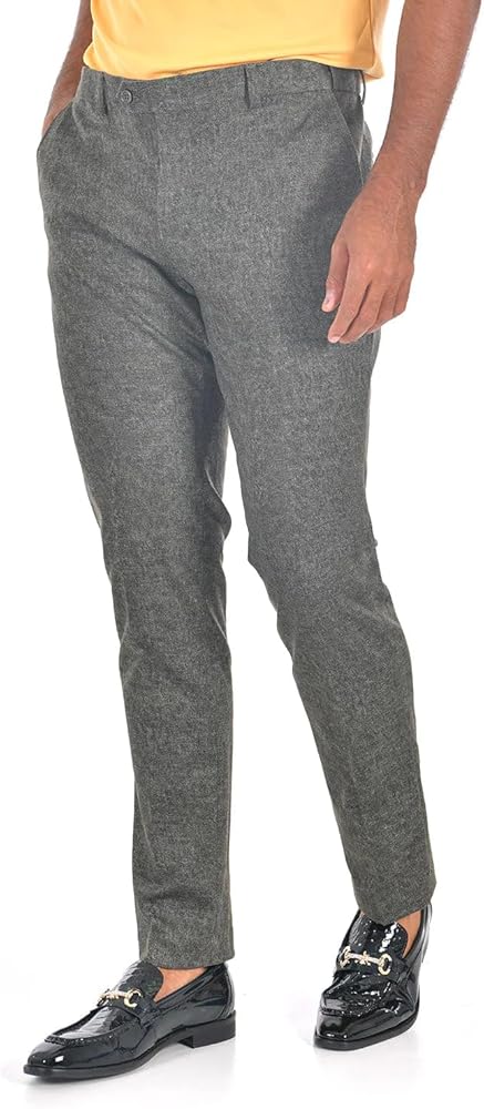 Barabas Men's Grey Luxury Checkered Plaid Chino Pants CP90