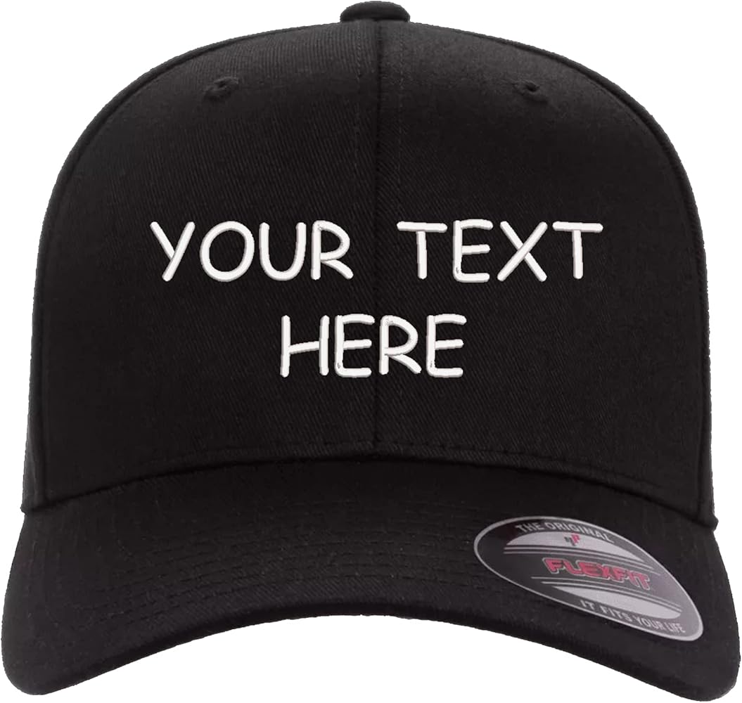 Custom Flex Fit Hat - Add Your Own Text Embroidered - Fitted Hat