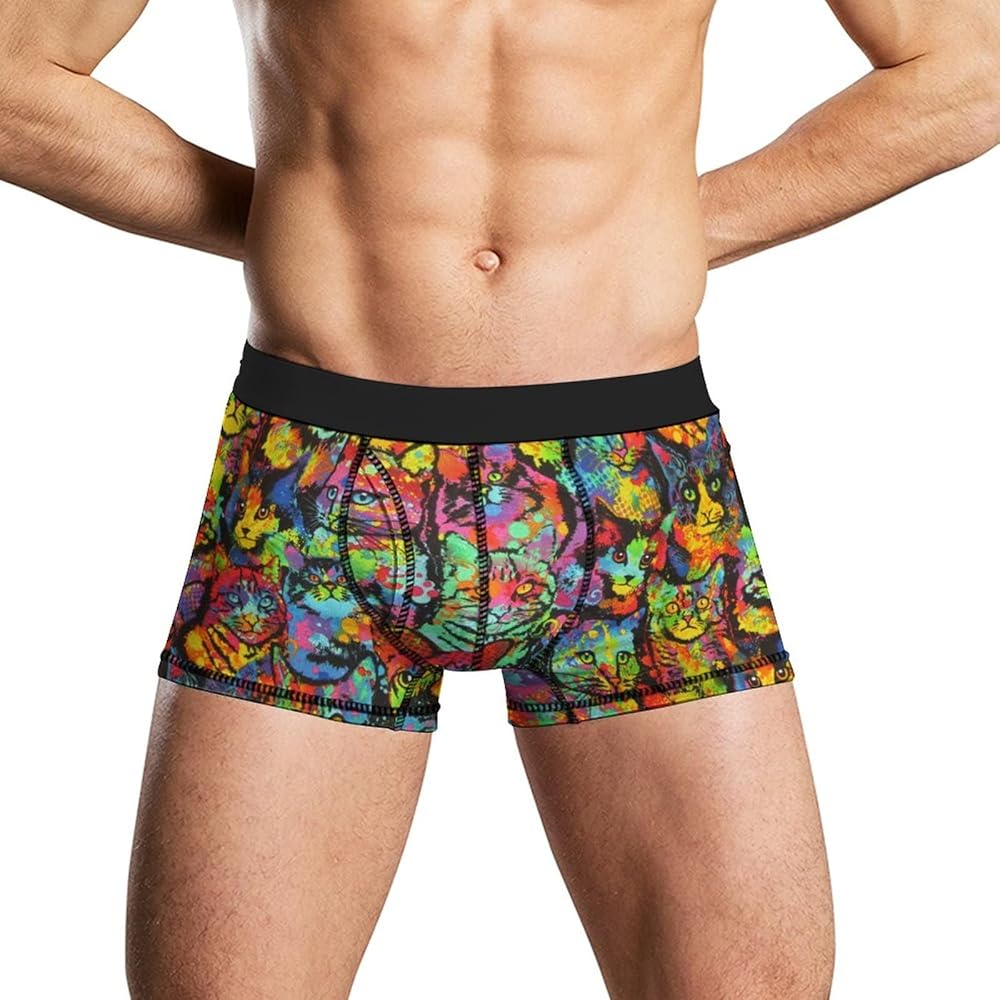 Rainbow Cats Men's Soft Underwear Breathable Boxer Briefs Casual Stretch Trunks