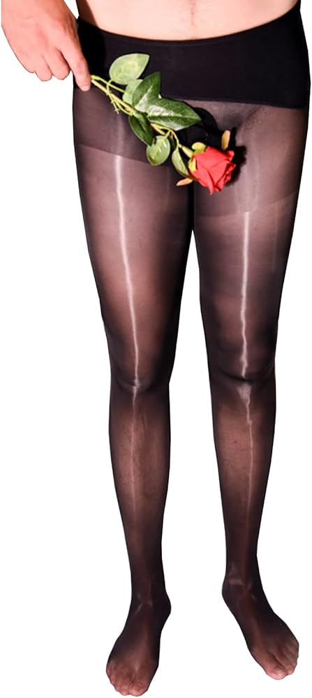 Men's Sexy 8D Ultrathin Oil Shiny Glossy Seamless Pantyhose Silky Tights with Sheath