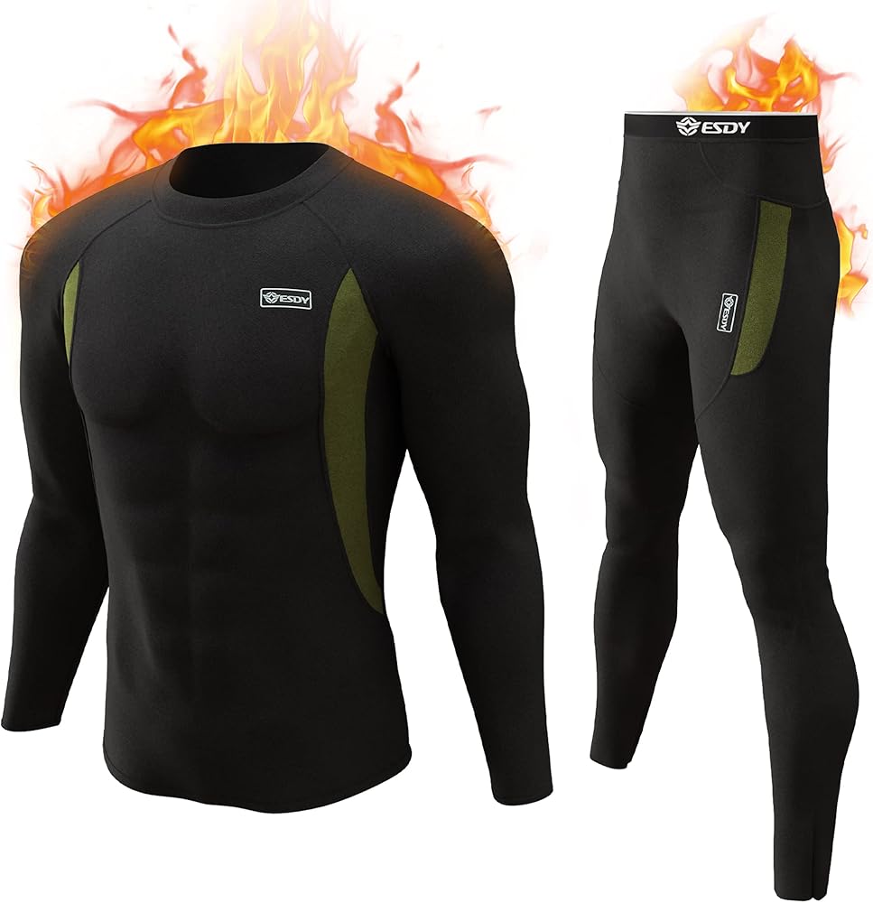 romision Thermal Underwear for Men Long Johns Fleece Lined Hunting Gear Bottom Top Set Base Layer for Cold Weather XS-4XL