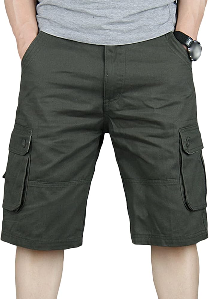 Men's Slim Fit Cotton Casual Cargo Shorts Lightweight Multi Pocket Shorts Outdoor Tactical Hiking Short Pants