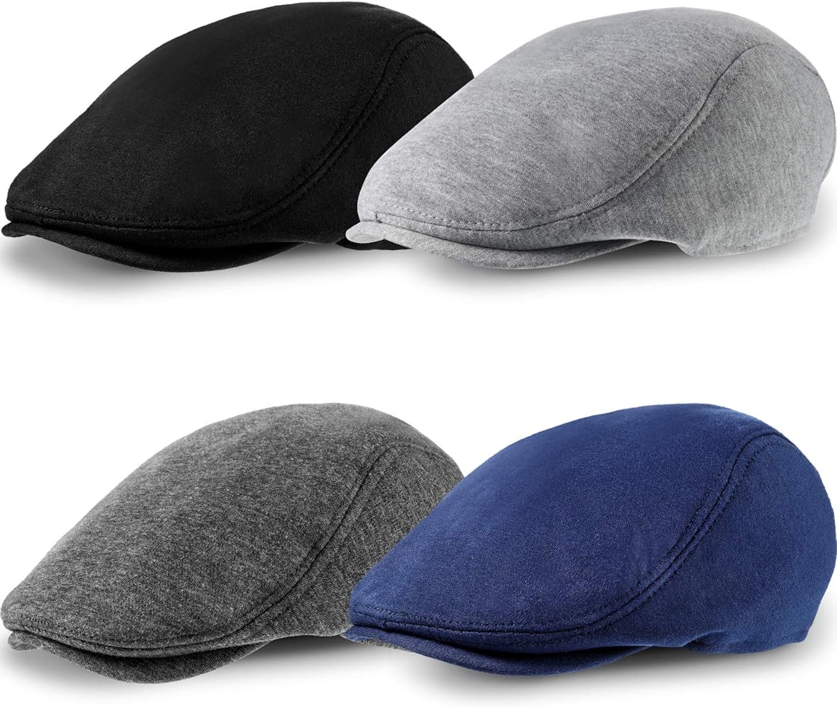 SATINIOR 4 Pieces Newsboy Hats for Men Flat Caps Irish Hat Cabbie Hunting Cap