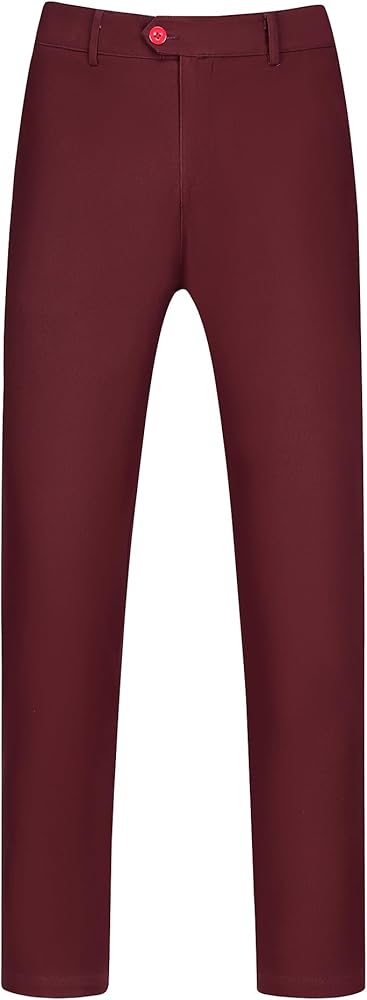 Lars Amadeus Slim Fit Dress Pants for Men's Flat Front Stretch Solid Office Trouser