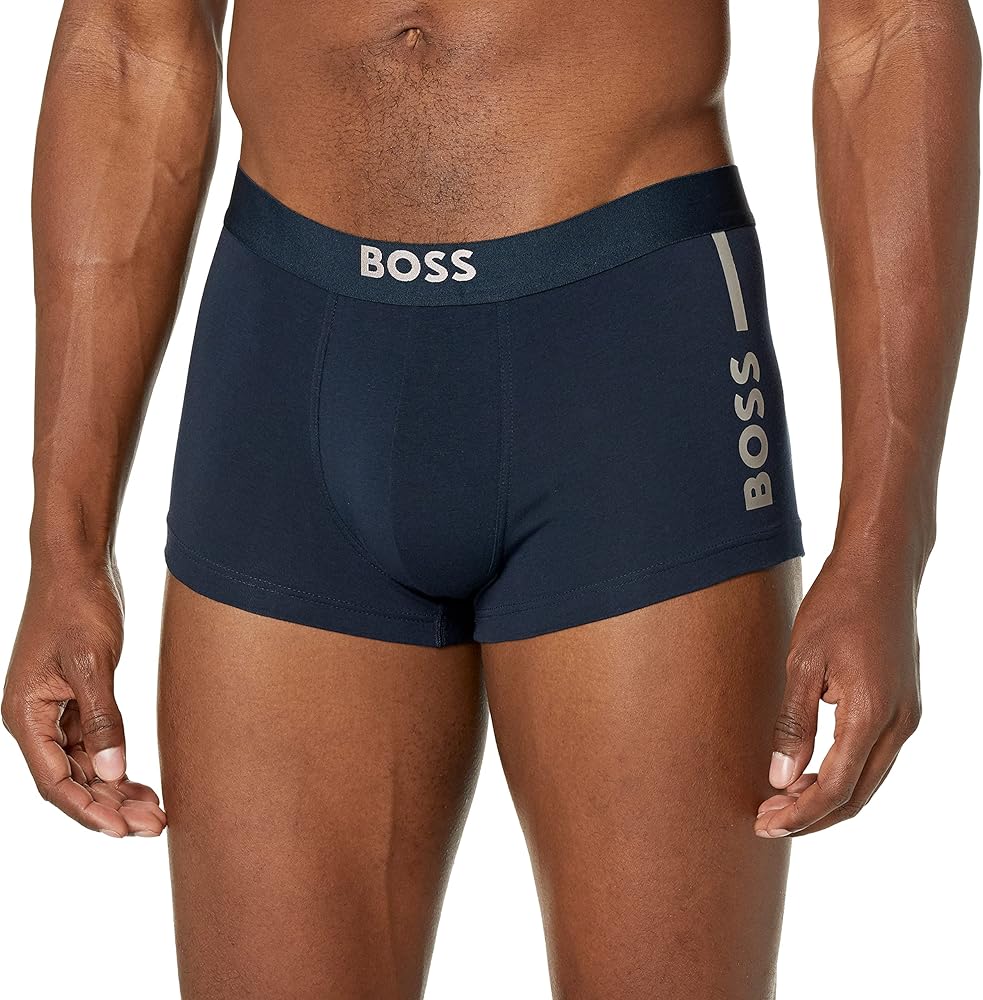 BOSS Men's Stripe Logo Cotton Stretch Trunk