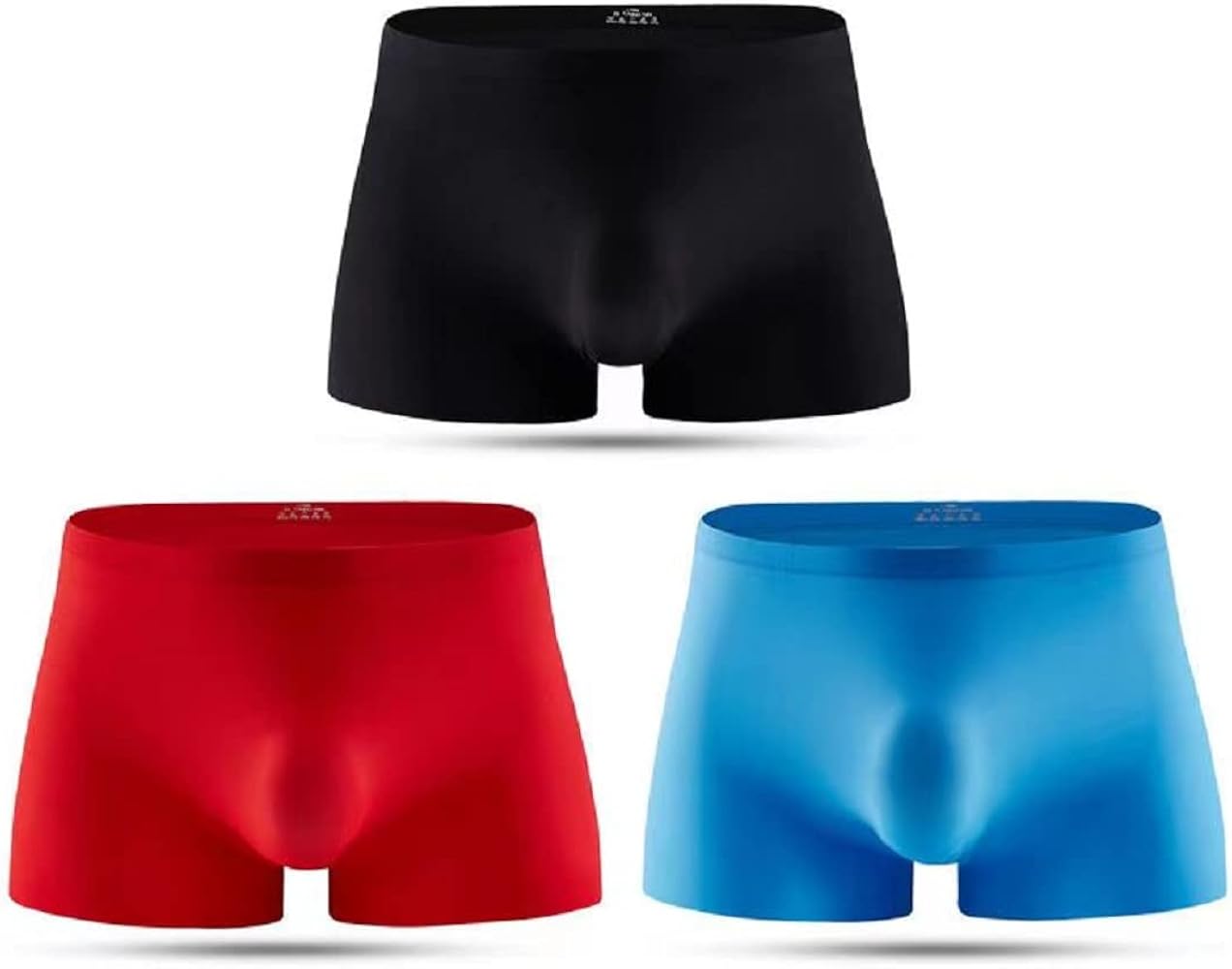 Men's Sheer Underwear Traceless Ice Silk Boxer Ultra-thin Sexy Briefs 3 Pack