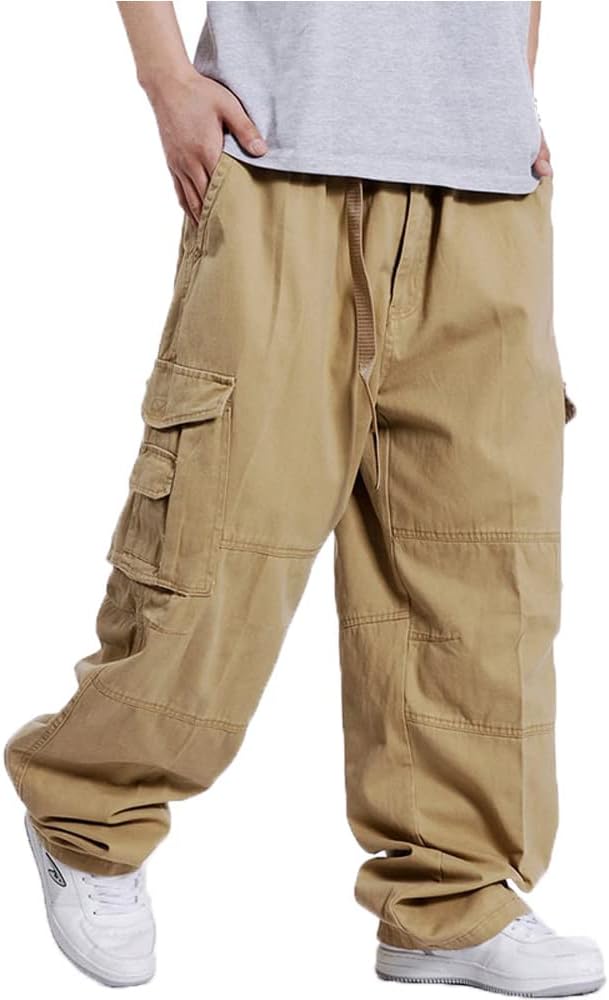 Men's Cargo Pants Plus Size Hip hop Rap Streetwear Sweatpants Baggy Elastic Waist Jogger Casual Pants Trousers