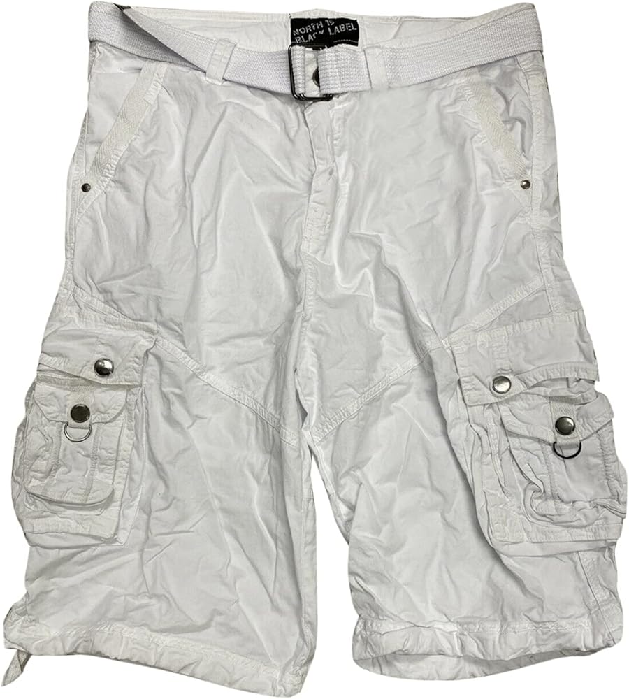 Flash Apparel Mens Cargo Shorts 100% Cotton Relaxed Fit Cargo Short with Belt Small Sizes Big and Tall Sizes