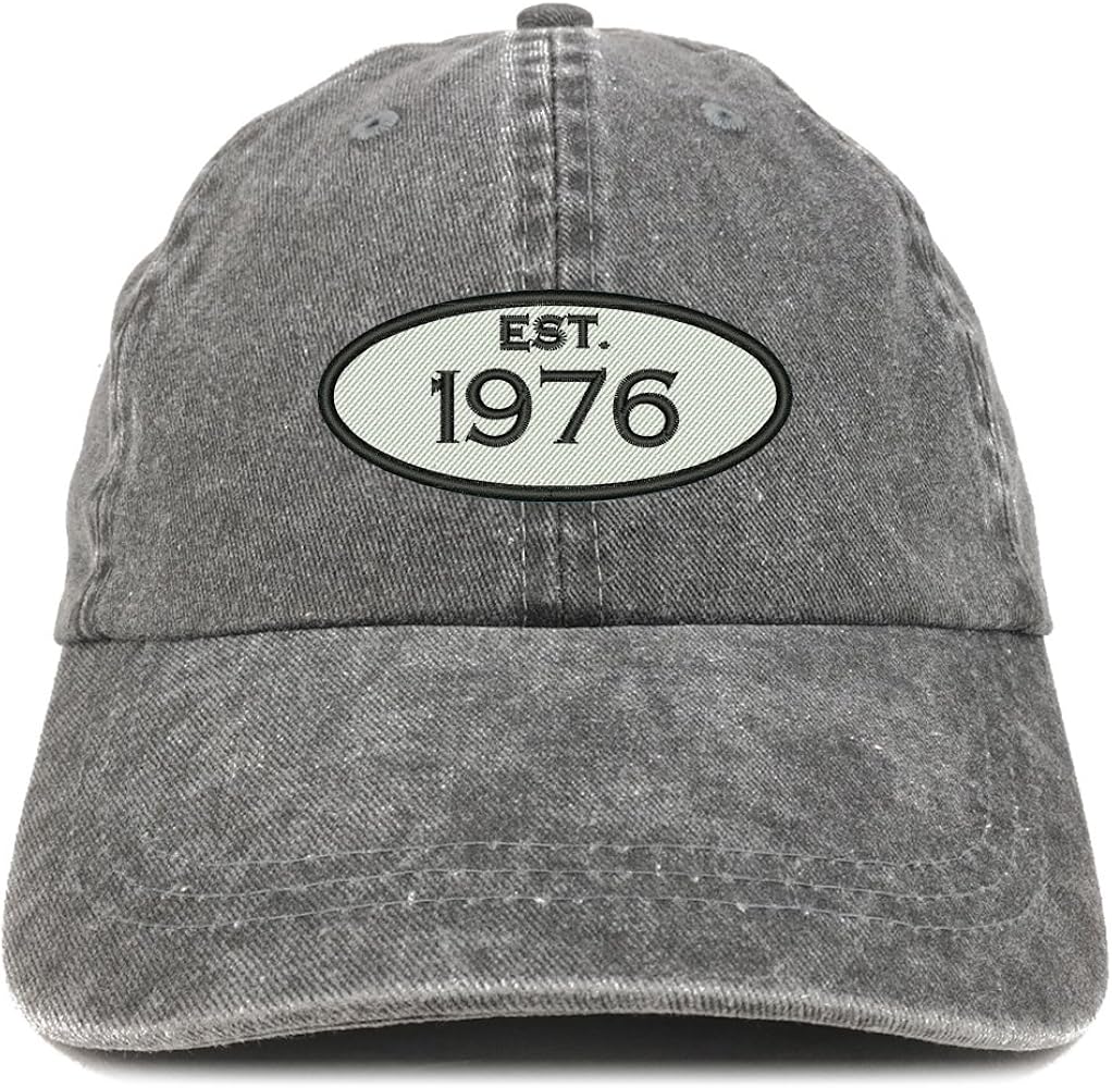 Trendy Apparel Shop Established 1976 Embroidered 48th Birthday Gift Pigment Dyed Washed Cotton Cap