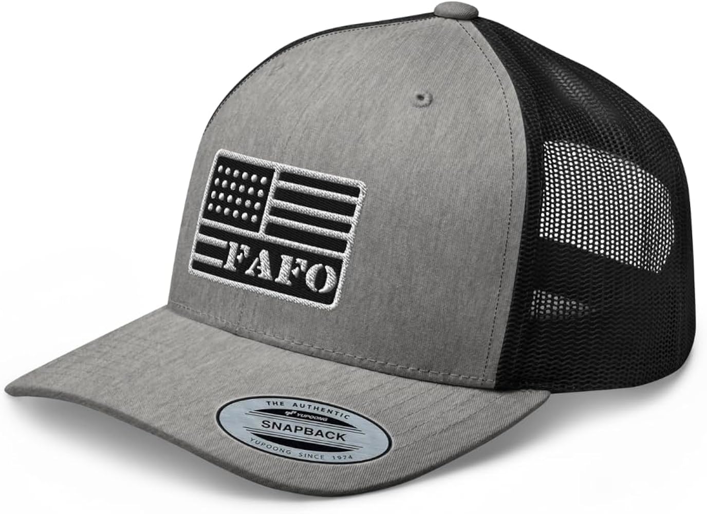 FAFO USA Flag Trucker Hat Curved Bill Mid Crown Adjustable Fuck Around and Find Out American Cap