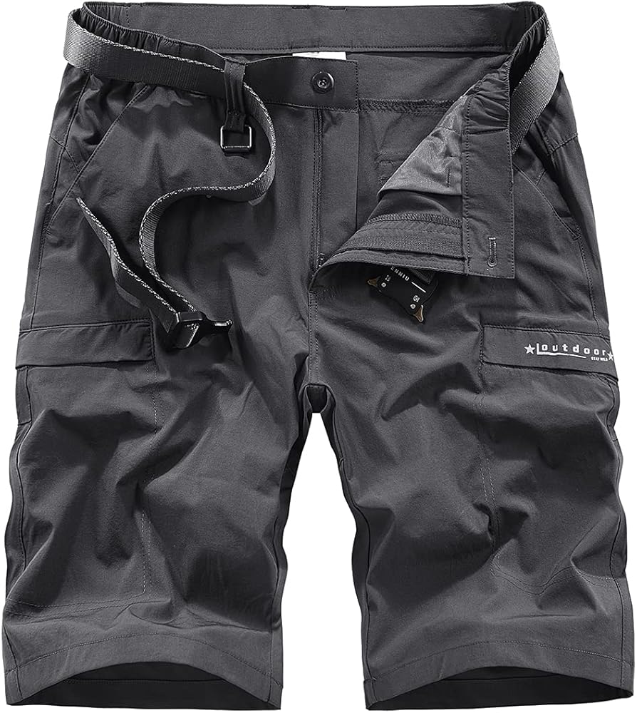 Men's Outdoor Comfy Lightweight Quick Dry Stretchy Cargo Shorts with Multi Pockets (No Belt)