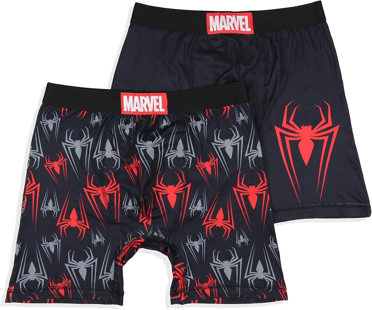 Marvel Mens' 2 Pack Spider-Man Spidey Boxers Underwear Boxer Briefs