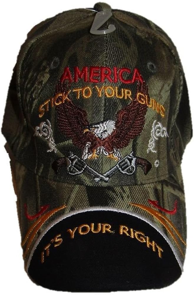 RFCO 2nd Amendment America Stick to Your Guns It's Your Right NRA Camo Black Cap Hat