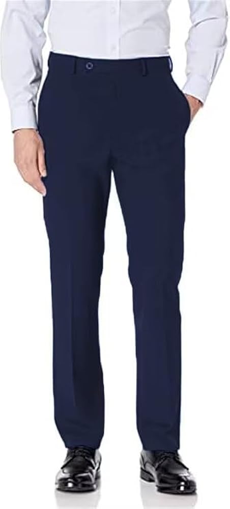 Mens Dress Pants Expandable-Waist Flat Front Regular Fit Suit Pants for Men Navy-l