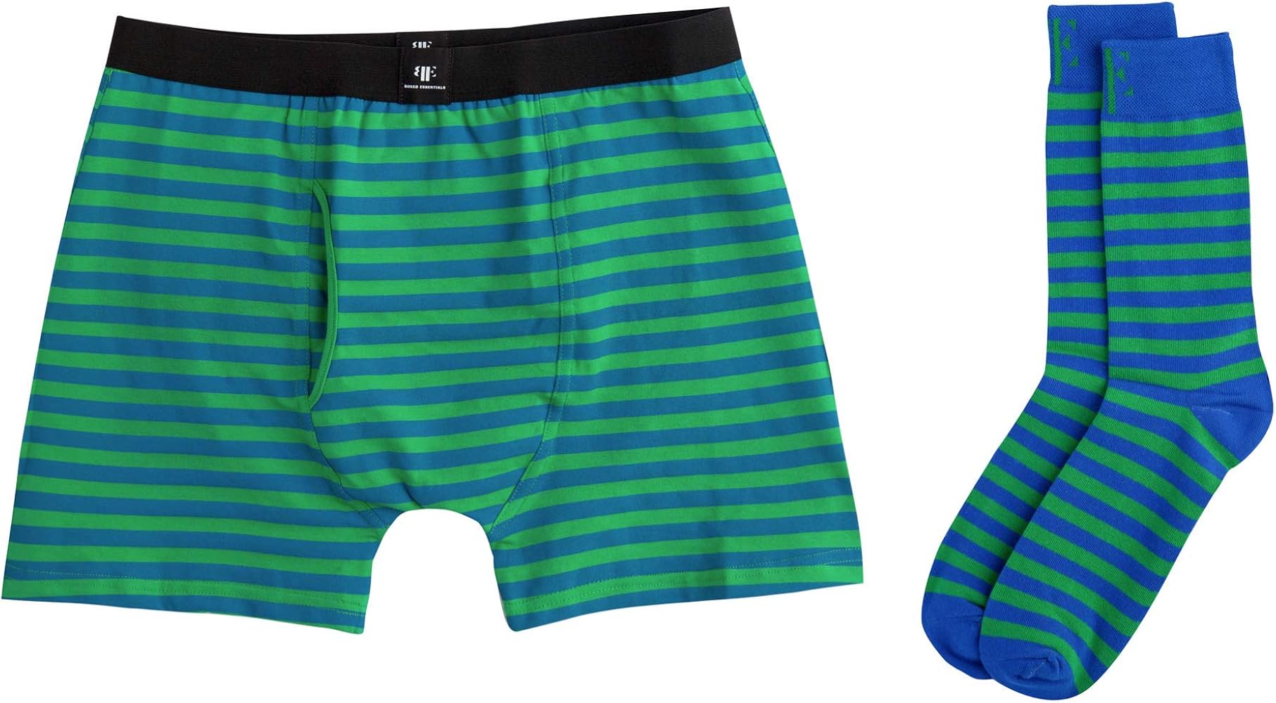 Men's Underwear and Matching Socks, Men's Striped Underwear & Matching Socks in Green & Blue