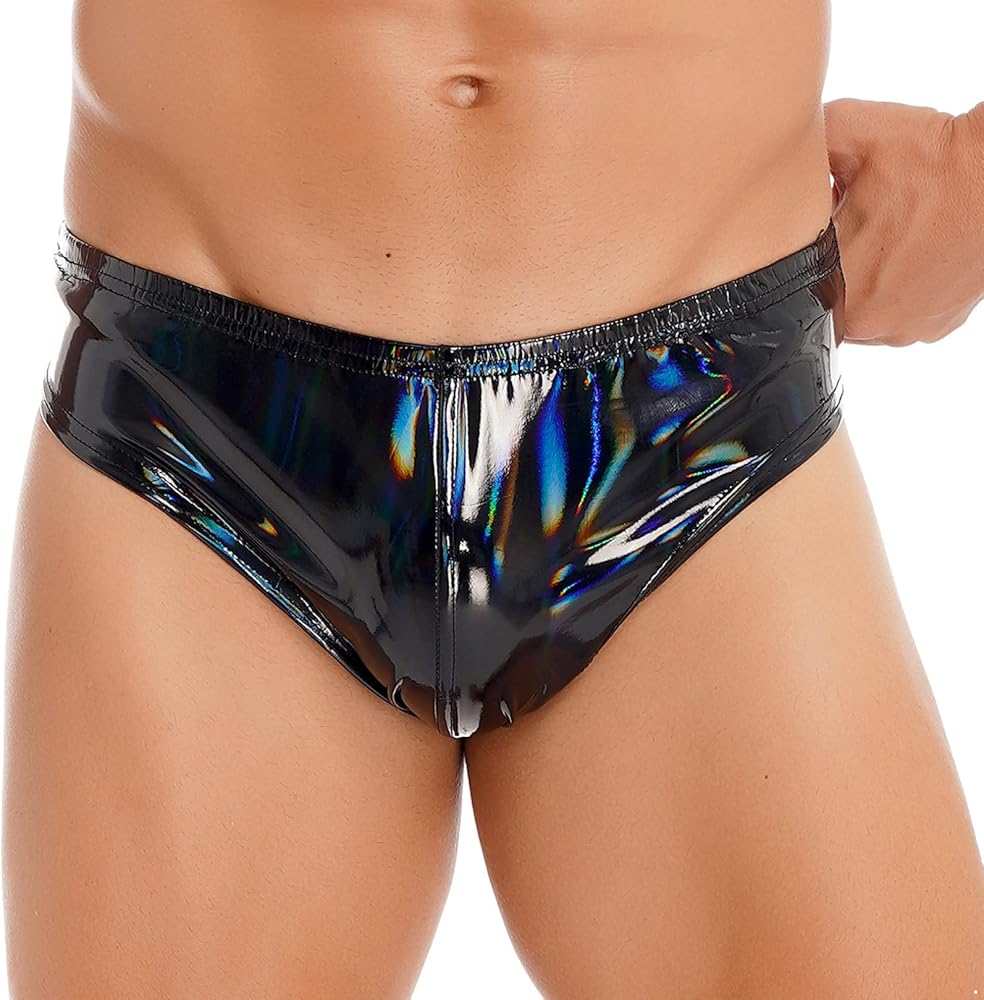 Men Shiny Metallic Panties Sissy Bulge Pouch G-String Thongs Bikini Briefs Erotic Underwear