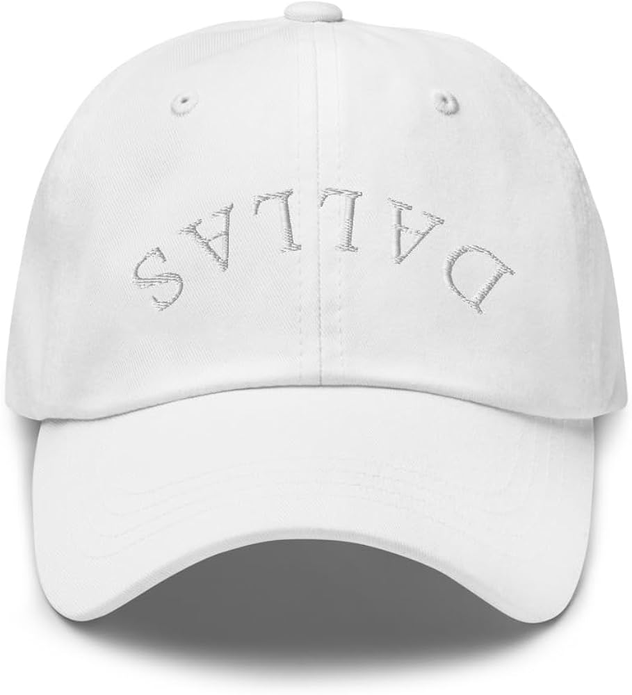 Upside Down Dallas Dad Hat, Inverted Dallas Embroidered Hat