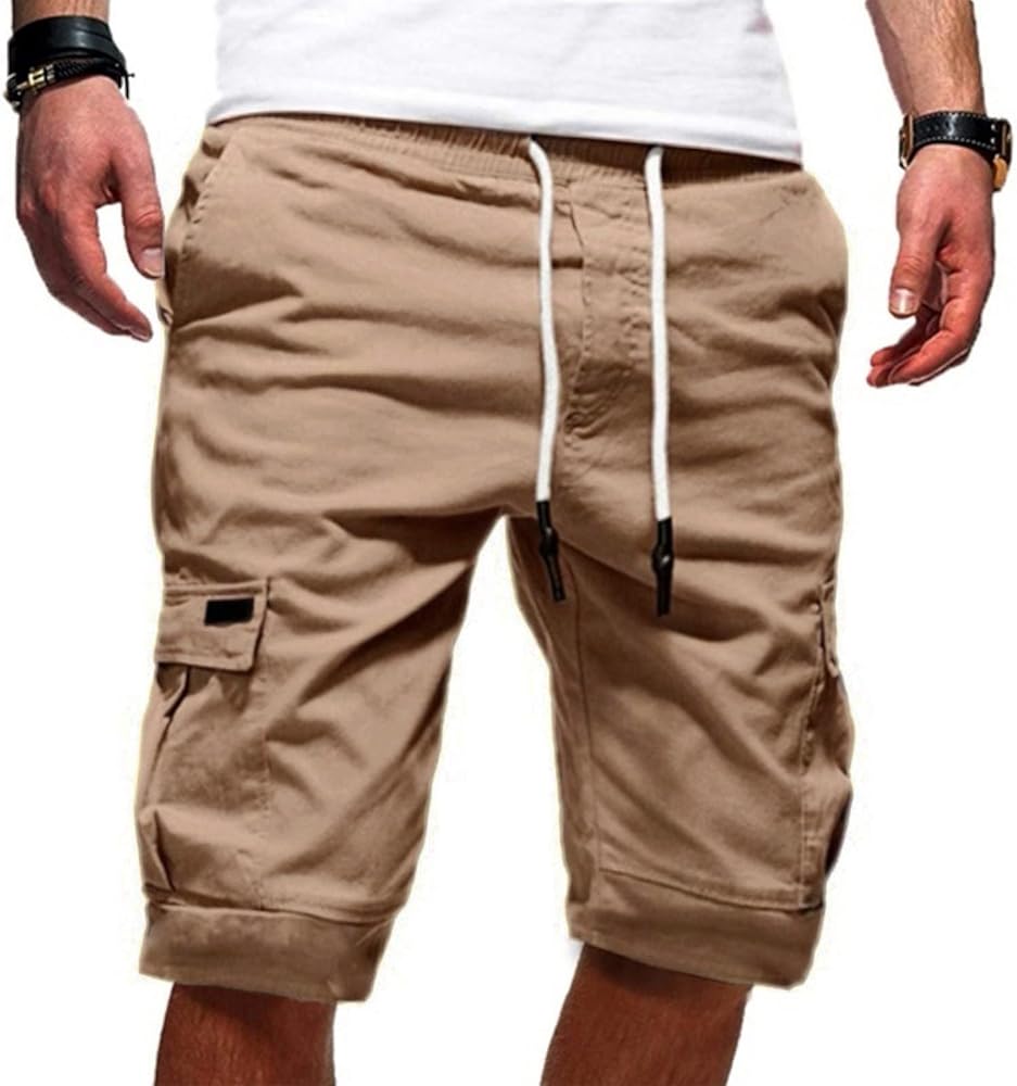 Cargo Shorts for Men, Mens Casual Twill Cargo Shorts Cotton Drawstring Classic Cargo Stretch Short with Pockets