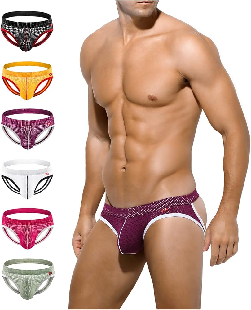 Arjen Kroos Mens Jockstrap Low Rise Sexy Underwear Mesh Breathable Jock Strap 6 PACK