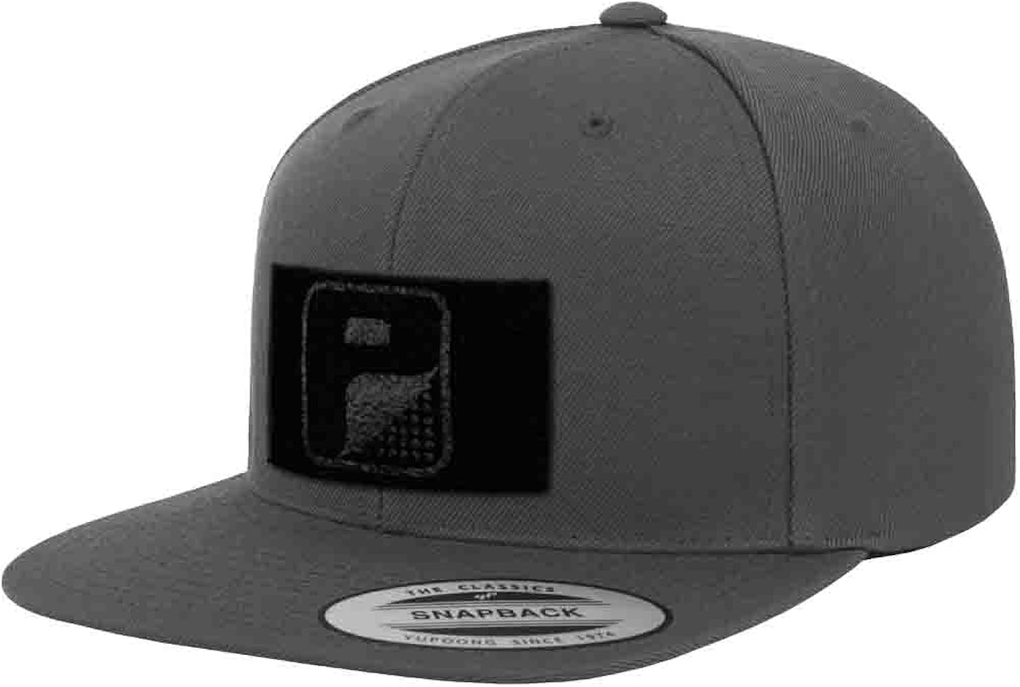 Pull Patch Flat Bill Premium Snapback Hat | Dark Grey Baseball Tactical Cap | 2x3 in Loop Surface to Attach Patches