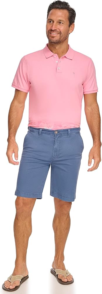 Margaritaville Men's Sun-Bleached-Cotton Shorts with Button/Zipper Waistband Closure