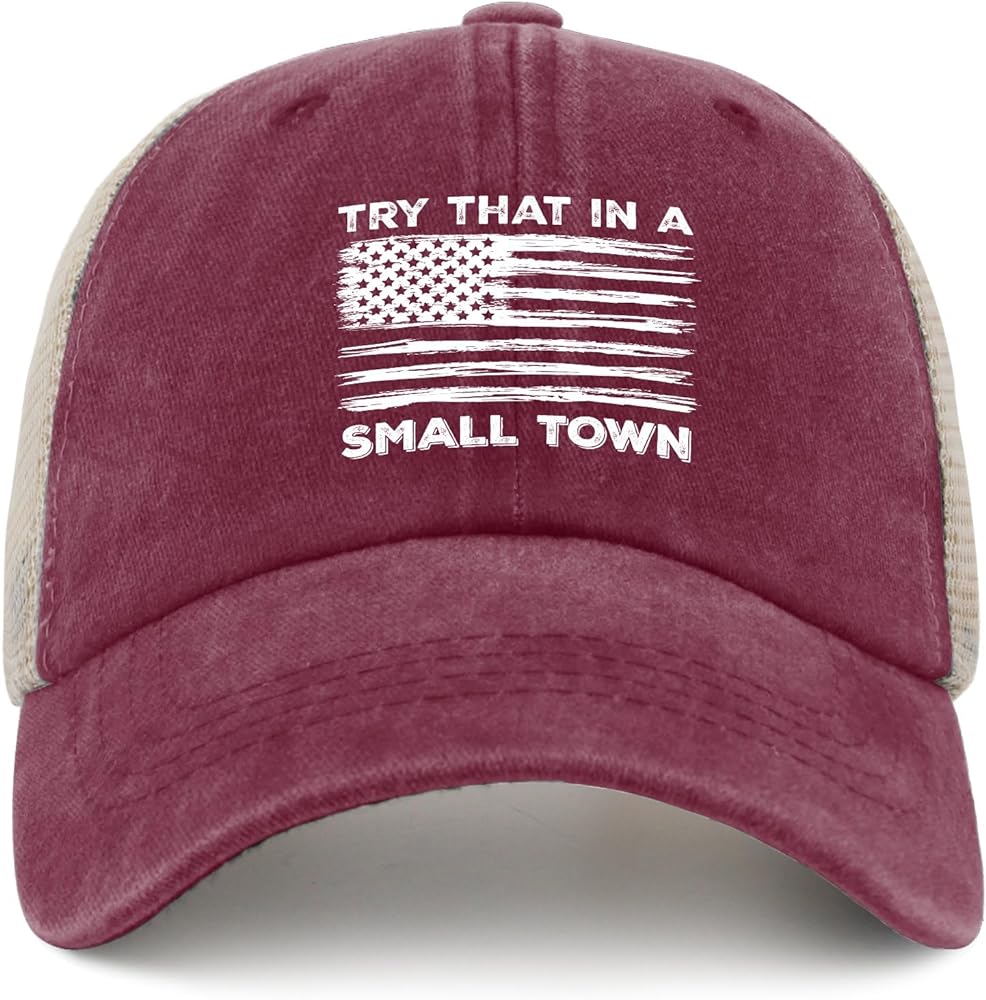 Hat Try That in Small Towns Trucker Hat Men Funny Mesh Cap for Summer