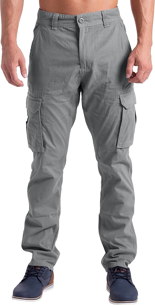 Mens Cargo Pants Casual Regular Fit 100% Cotton Multi Pockets Outdoor Hiking Security Cargo Combat Work Pants Sizes 32W-44W