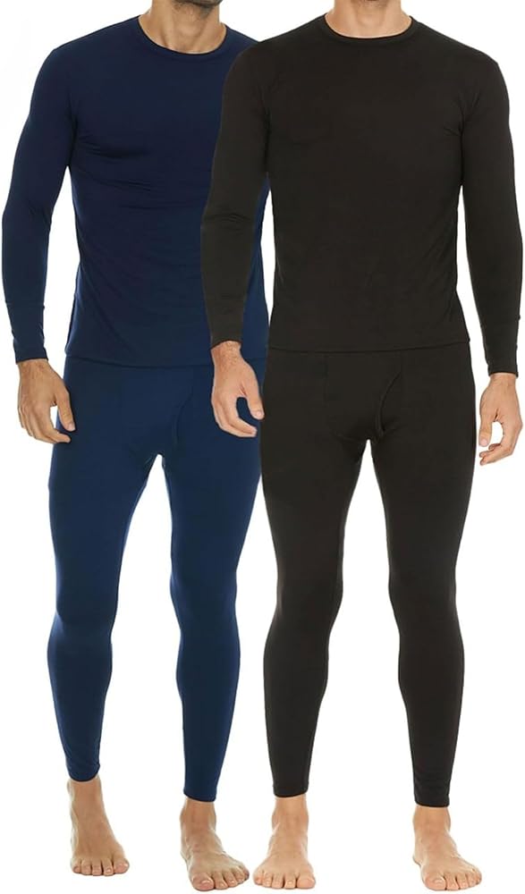 Thermajohn 2 Pack Thermal Underwear for Men Size M Navy & Black